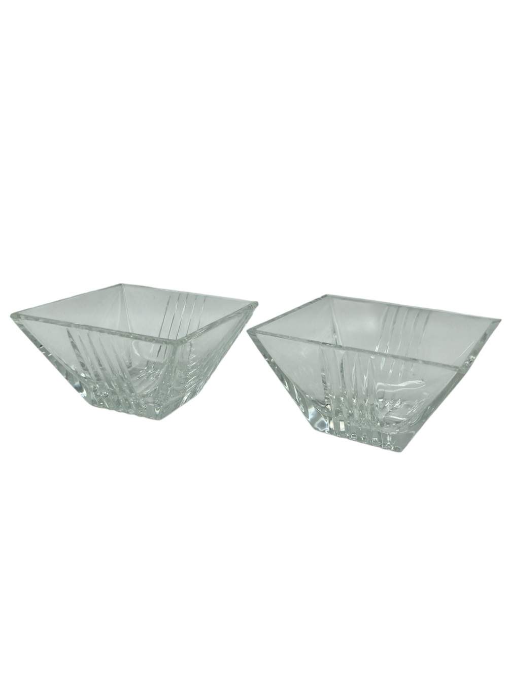 Set of 2 Tiffany & Co. Metropolis Art Deco Crystal Bowls